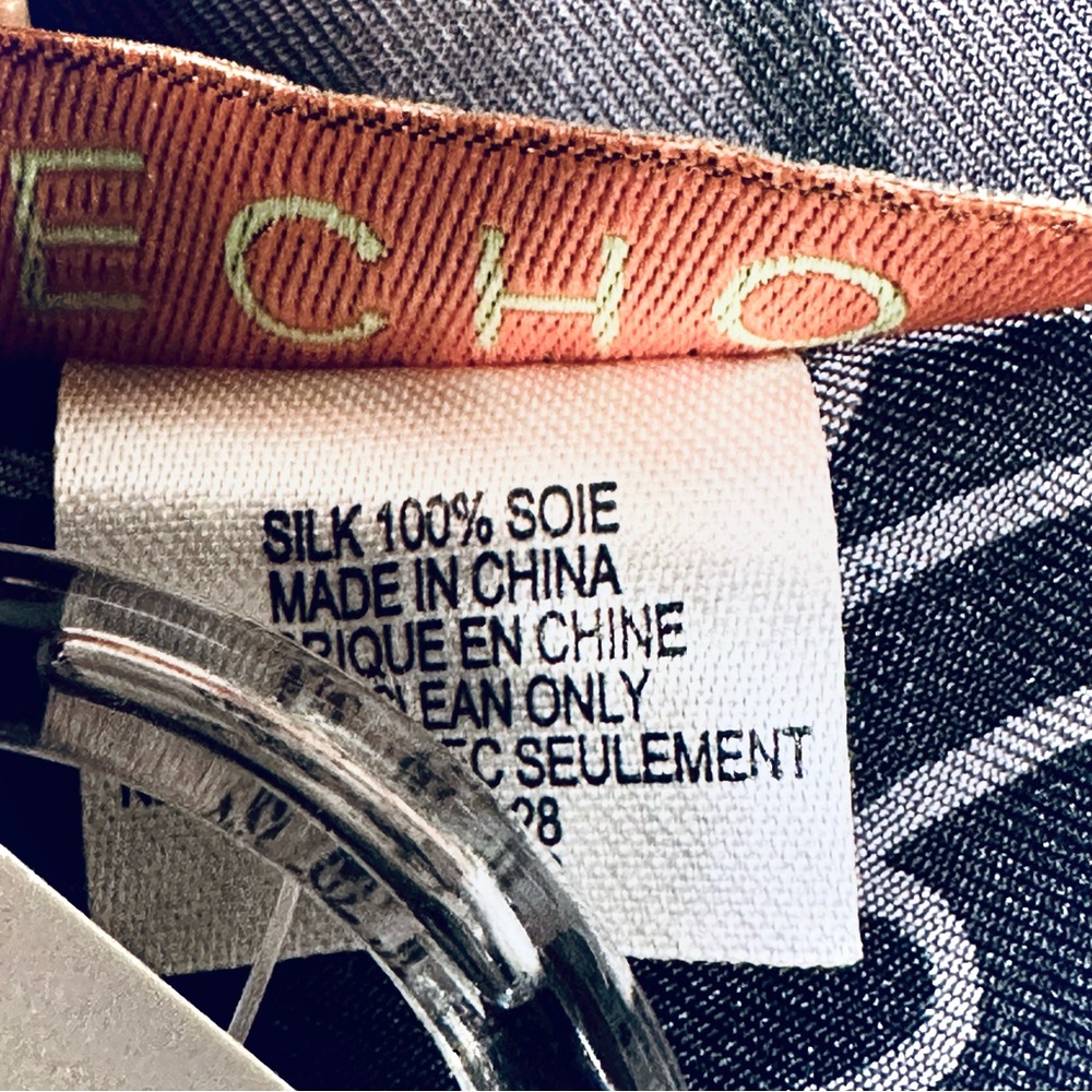 ECHO 100% SILK OBLONG SCARF—NEW With Tags—Double Print Shades of Charcoal Gray - Picture 5 of 9